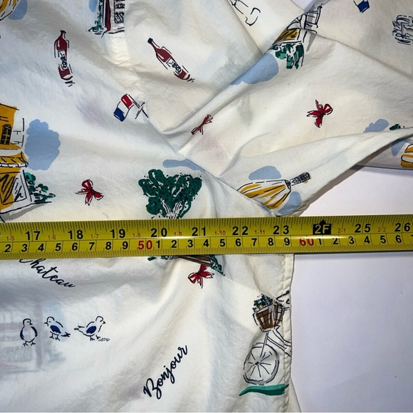 Talbots Classic Cotton Shirt Scenic France Print Button Down Blouse XL - Picture 11 of 12